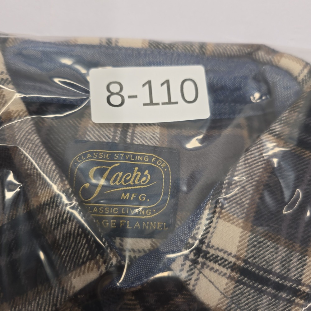 Jachs NY Mens Heritage Flannel Plaid Button Down Shirt Brown Tan Black Large - Picture 6 of 6